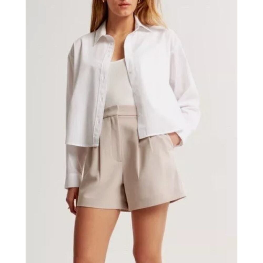 Abercrombie & Fitch Beige High-Waist Tailored Women's Shorts